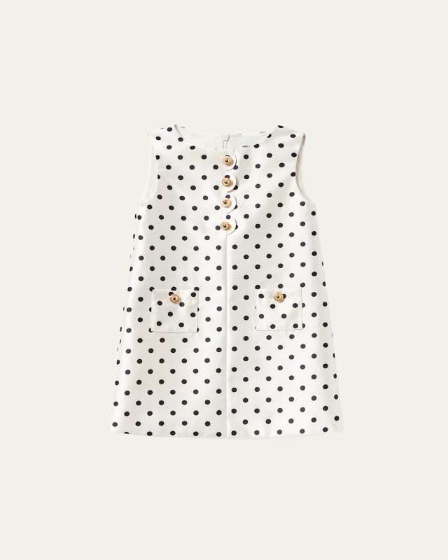 Girl's Polka Dot Taffeta Dress, Size 3T-12